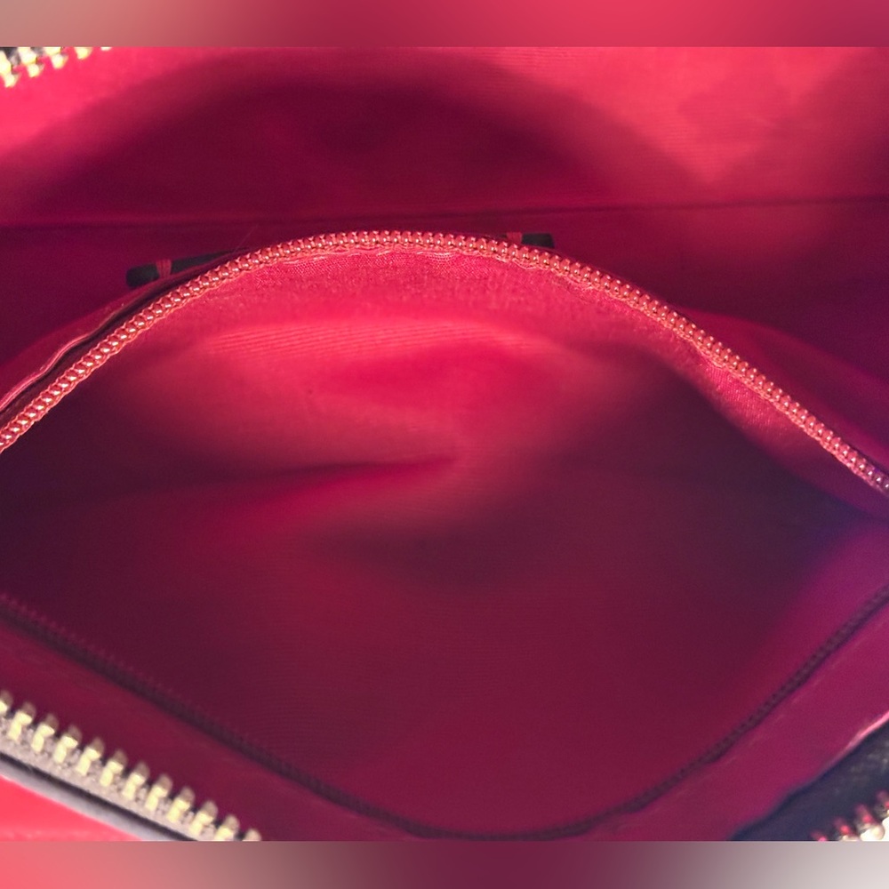 COACH Charlotte Shoulder Bag In Signature Canvas (CX810)Gold/Walnut/Bold-Red - Picture 11 of 14